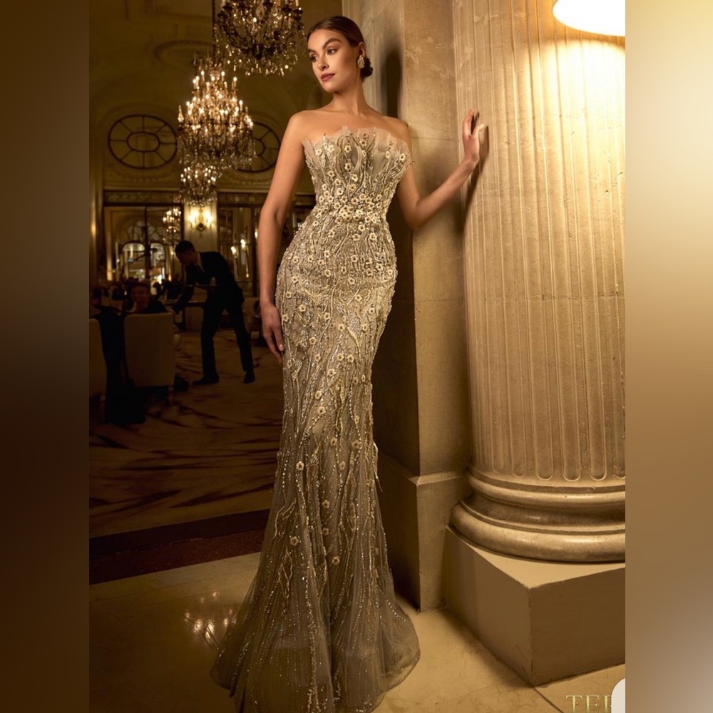 Custom Terani Couture 242GL3248 Strapless Gown